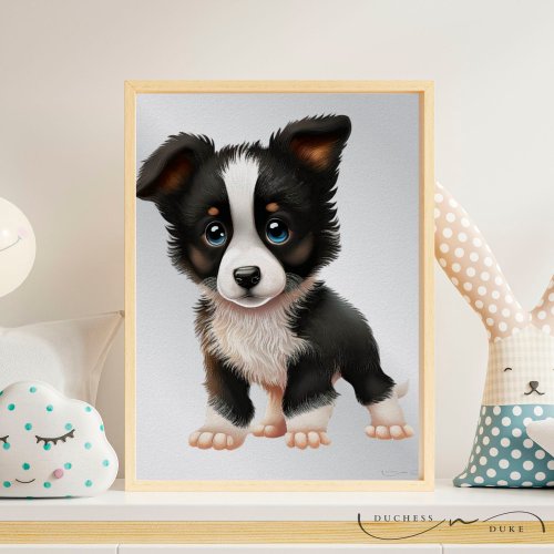 Border Collie Puppy Dog Graphic Nursery Art Poster