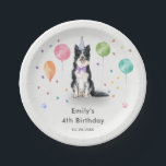 Border Collie Puppy Dog Kids Birthday Party Paper Plates<br><div class="desc">Border Collie Puppy Dog Kids Birthday Party Paper Plates</div>