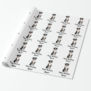 Border Collie Puppy Name Customizable Wrapping Paper
