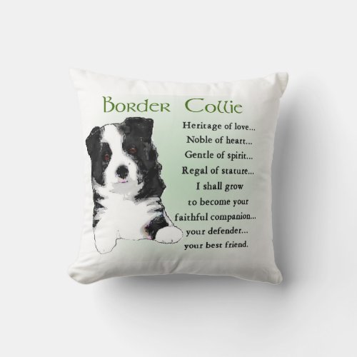 Border Collie Puppy Throw Pillow