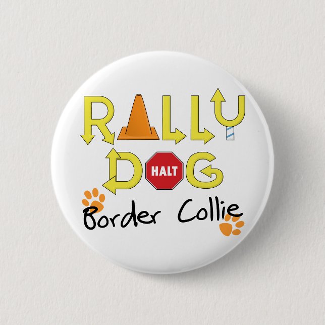 Border Collie Rally Dog Button (Front)