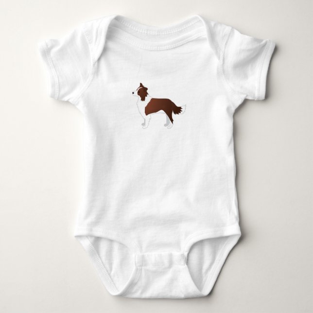 Border Collie Red Dog Breed Side View Silhouette Baby Bodysuit (Front)
