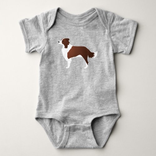 Border Collie Red Dog Breed Side View Silhouette Baby Bodysuit