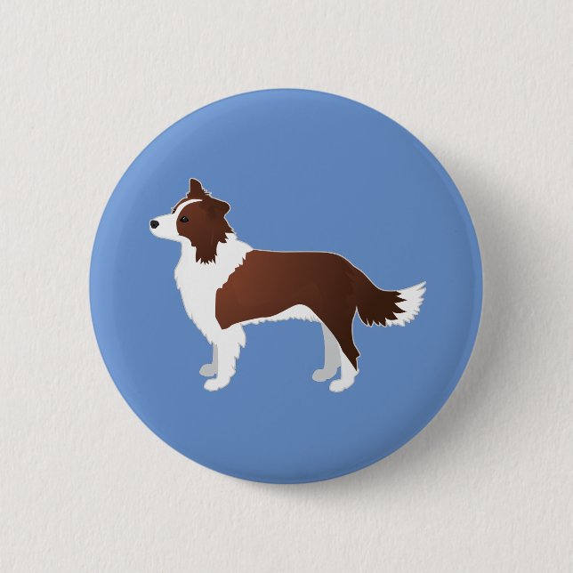 Border Collie Red Dog Breed Side View Silhouette Button (Front)