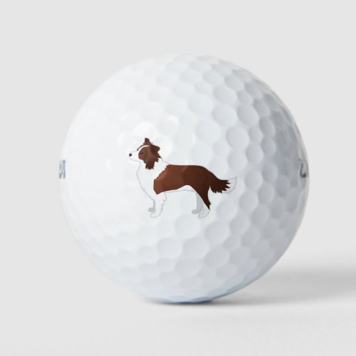 Border Collie Red Dog Breed Side View Silhouette Golf Balls