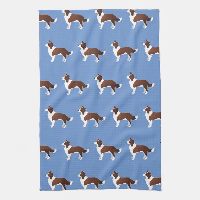 Border Collie Red Dog Breed Side View Silhouette Kitchen Towel (Vertical)
