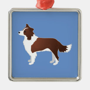 Border Collie Red Dog Breed Side View Silhouette Metal Ornament