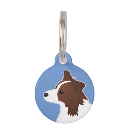 Border Collie Red Dog Breed Side View Silhouette Pet ID Tag