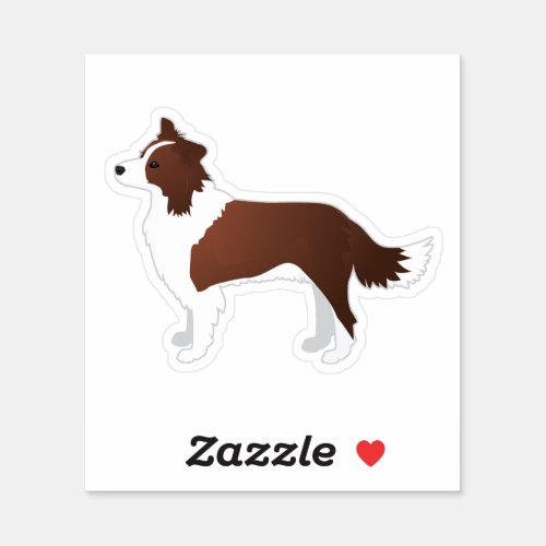 Border Collie Red Dog Breed Side View Silhouette Sticker