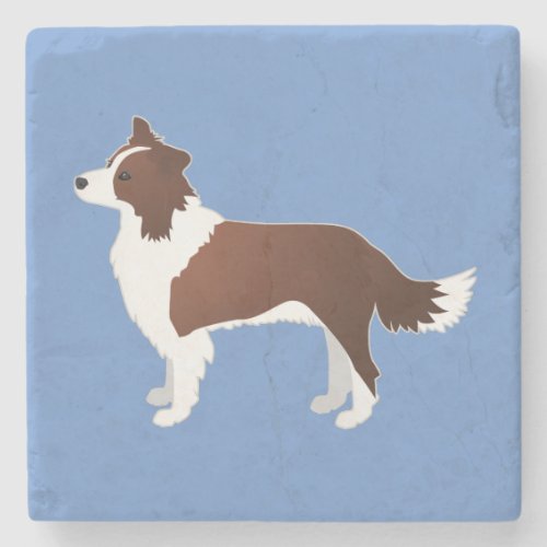 Border Collie Red Dog Breed Side View Silhouette Stone Coaster