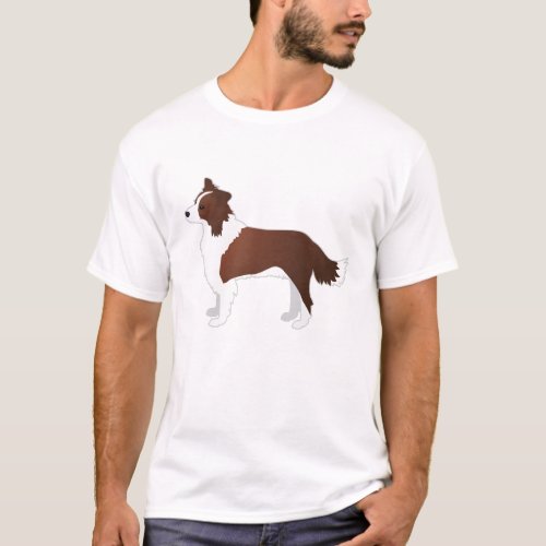 Border Collie Red Dog Breed Side View Silhouette T_Shirt