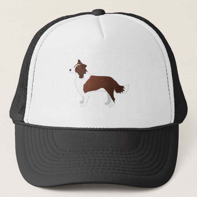Border Collie Red Dog Breed Side View Silhouette Trucker Hat (Front)