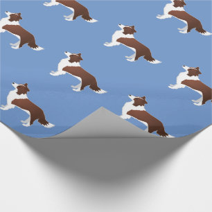 Border Collie Red Dog Breed Side View Silhouette Wrapping Paper