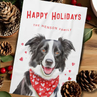 Border Collie Red Heart Bandana Christmas