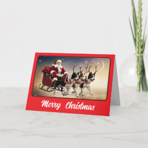 Border Collie Reindeer Card