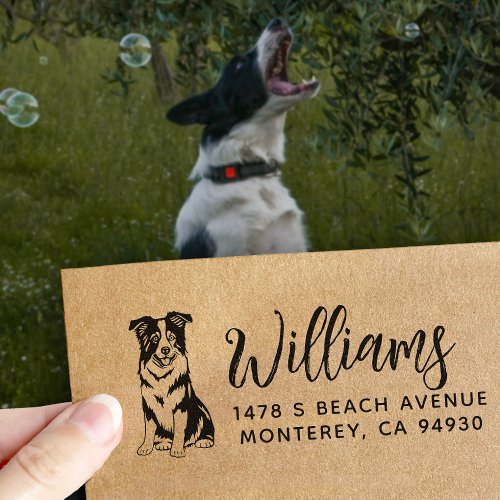 Border Collie Return Address Dog Owner Self_inking Stamp