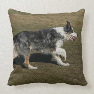 Border Collie Running 1 Throw Pillow