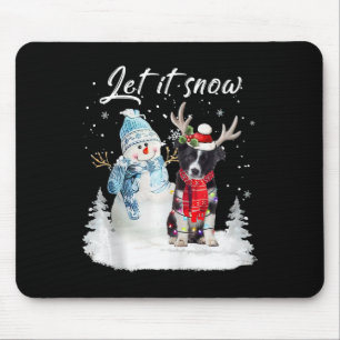 Border Collie Santa Dog Christmas Snowman Xmas Paj Mouse Pad