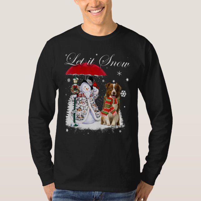 Border Collie Santa Dog Christmas Snowman Xmas Paj T-Shirt (Front)