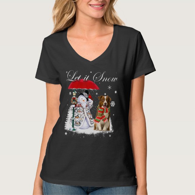 Border Collie Santa Dog Christmas Snowman Xmas Paj T-Shirt (Front)