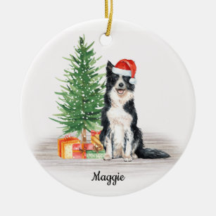Border Collie Dog Christmas Holiday Ornament Up To Snow Good 