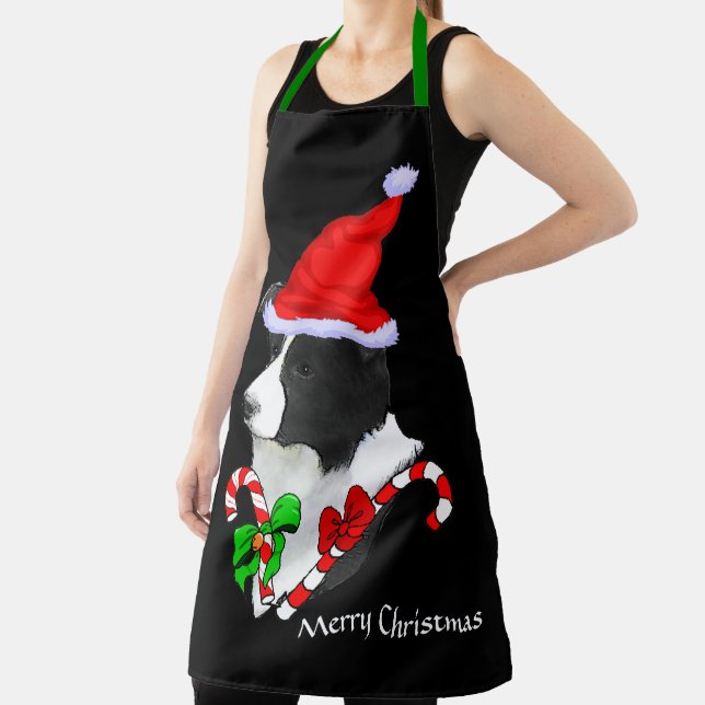 Border Collie Santa Hat Christmas Apron (Insitu)