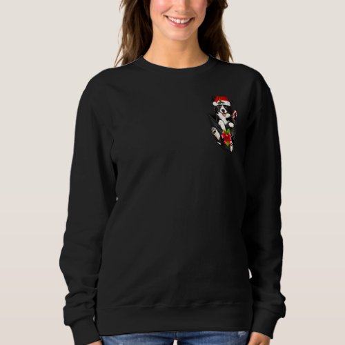 Border Collie Santa Hat In Pocket  Christmas Dog L Sweatshirt