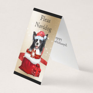 Border collie Santa hat xmas gifts DIY greeting
