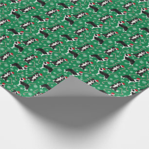 Border Collie Santa Paws christmas candy cane Wrapping Paper