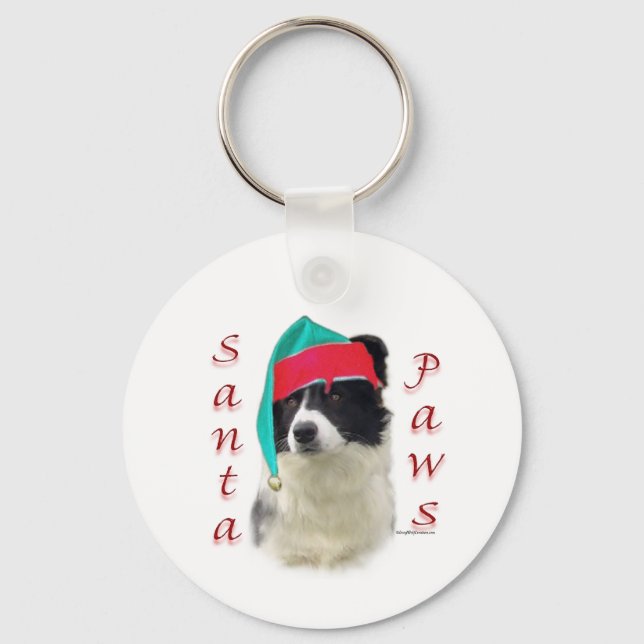 Border Collie Santa Paws Keychain (Front)