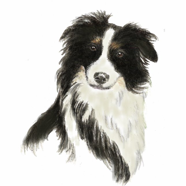 Border Collie Sculpture, Keyring Statuette (Front)