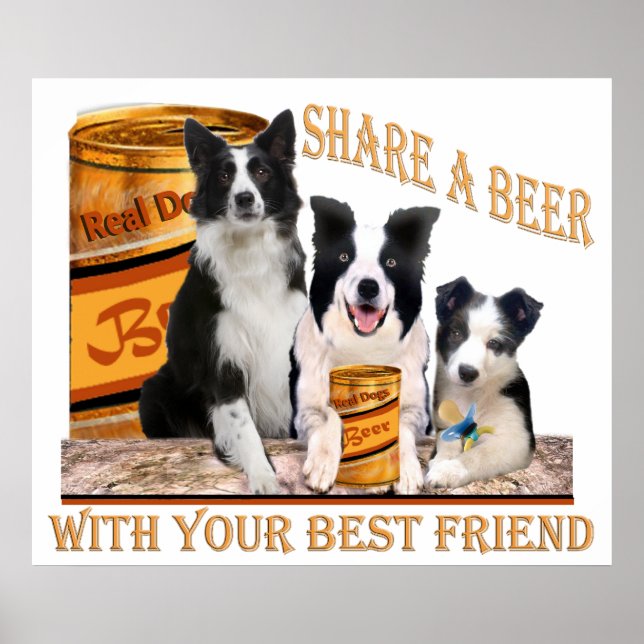 Border Collie Share A Beer Poster (Front)