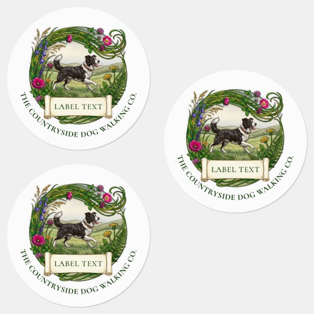 Border Collie Sheep Dog Walker Trainer Labels (Group)