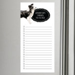 Border Collie Shopping List  Magnetic Notepad<br><div class="desc">Adorable things to fetch Border Collie dog with a black chalkboard frame personalized with your name.</div>