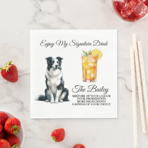 Border Collie Signature Drink Wedding Napkins