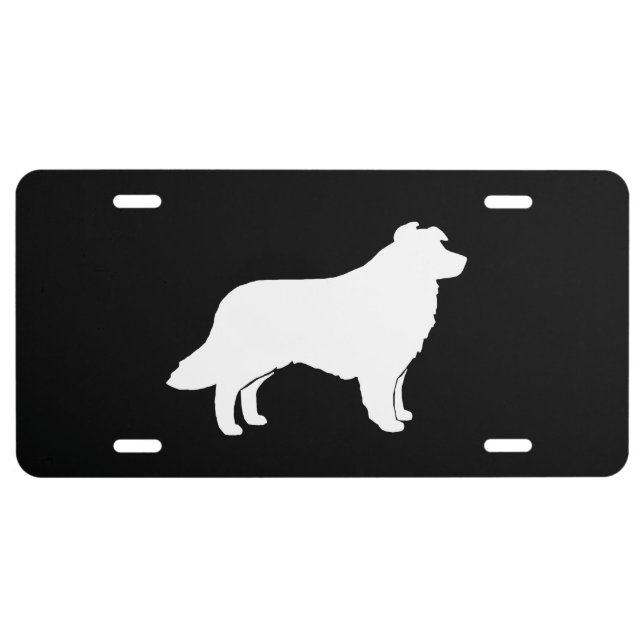 Border Collie Silhouette License Plate (Front)