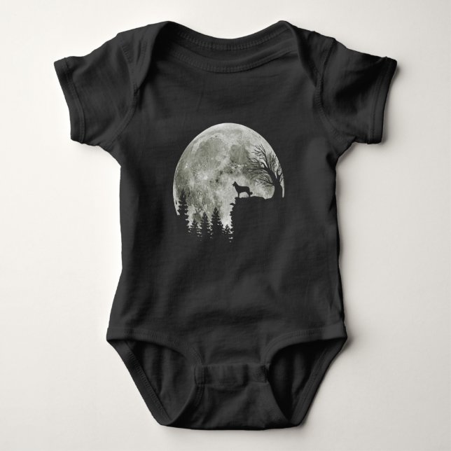 Border Collie silhouette On Mountain Halloween Dog Baby Bodysuit (Front)