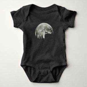 Border Collie silhouette On Mountain Halloween Dog Baby Bodysuit