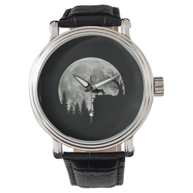 Border Collie silhouette On Mountain Halloween Dog Watch (Front)