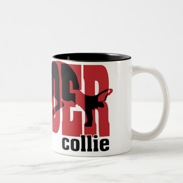 Border Collie silhouette Two-Tone Coffee Mug (Right)