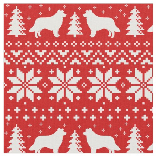 Border Collie Silhouettes Christmas Holiday Xmas Fabric