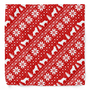 Border Collie Silhouettes Christmas Pattern Bandana