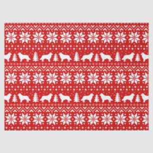 Border Collie Silhouettes Christmas Pattern Tissue Paper