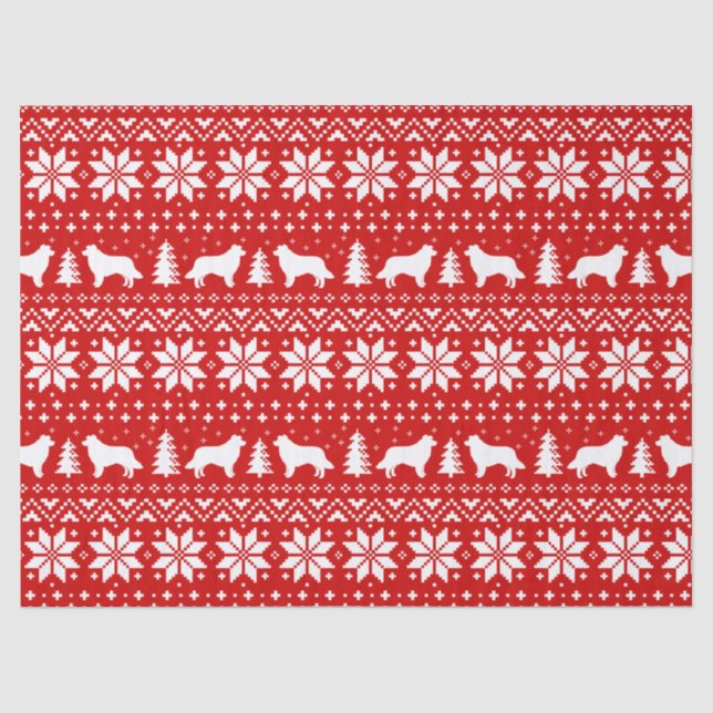Border Collie Silhouettes Christmas Pattern Tissue Paper (Front)