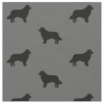 Border Collie Silhouettes Grey and Black Patterned Fabric