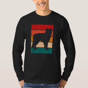 Border Collie Silhoutte With Retro Color Backgroun T-Shirt