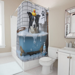 Border Collie Sloppy Sleepy Cute Funny Shower Curtain