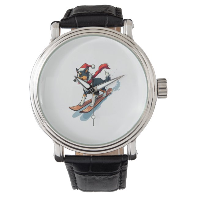 Border Collie Snowboarder dog Watch (Front)