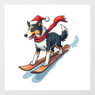 Border Collie Snowboarder Wall Decal