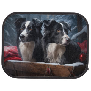 Border Collie Snowy Sleigh Christmas Decor Car Floor Mat